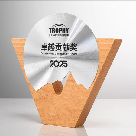 礼品订购实木金属奖座广告