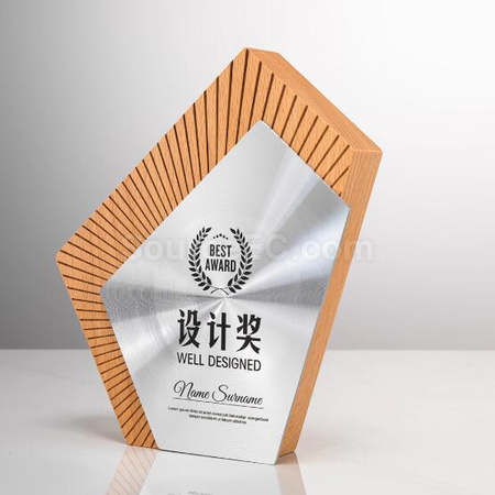 礼品订购实木金属奖座广告