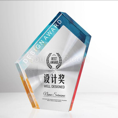 礼品订购实木金属奖座广告