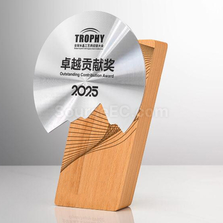 礼品订购实木金属奖座广告