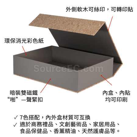 礼品订购磁吸翻盖环保软木礼盒广告