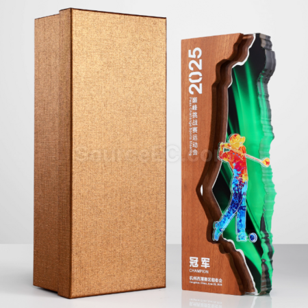 礼品订购高尔夫亚克力奖座广告