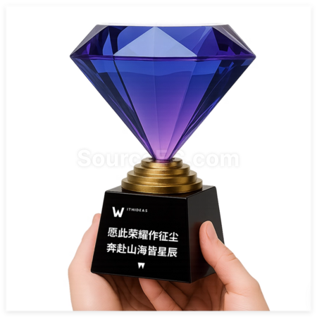 礼品订购钻石水晶金屬奖座广告