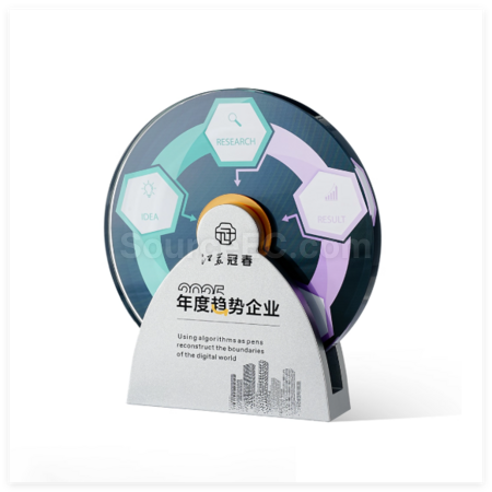礼品订购创意金属旋转水晶奖座广告
