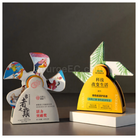 创意金属旋转水晶奖座