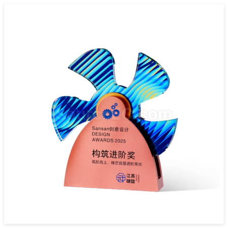礼品订购创意金属旋转水晶奖座广告