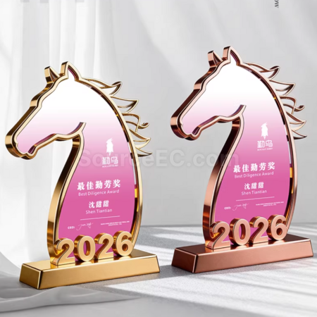 礼品订购马年水晶奖座广告