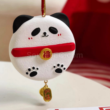 礼品订购手绘熊猫香薰石膏挂件广告