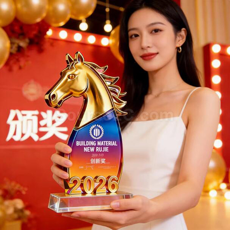 礼品订购马年水晶奖座广告
