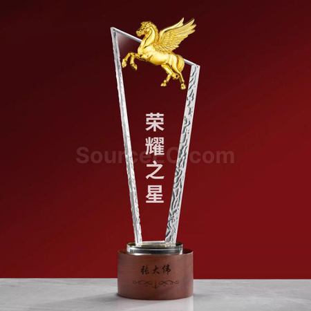 礼品订购马年水晶奖座广告