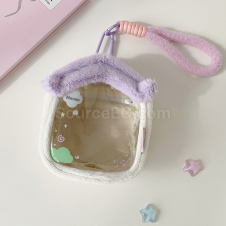 礼品订购毛绒小房子透明娃包收纳包广告