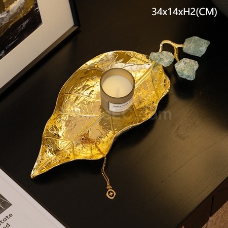 礼品订购黄铜金叶子摆件广告
