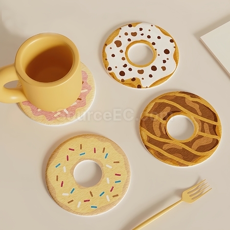 甜甜圈圆形硅藻泥杯垫