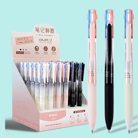 礼品订购多功能三色合一按动签字笔广告