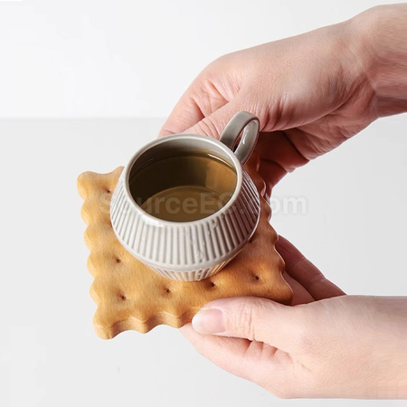礼品订购实木饼干隔热杯垫广告