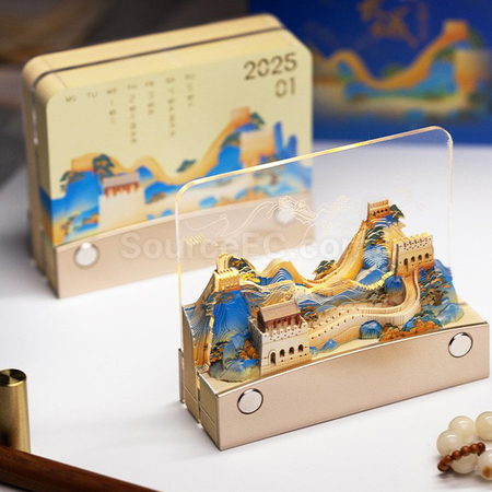 礼品订购可定制手撕日历纸雕灯广告