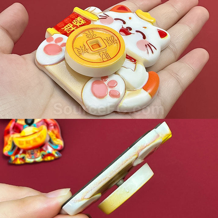 礼品订购创意旋转财神冰箱贴广告