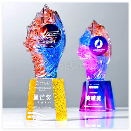 礼品订购创意琉璃水晶奖座广告