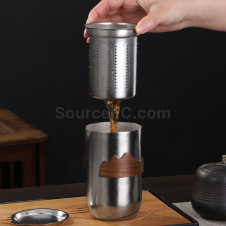 礼品订购纯钛双层一壶四杯泡茶套装广告