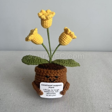 礼品订购针织花朵植物盆栽广告
