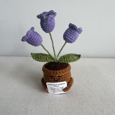 礼品订购针织花朵植物盆栽广告