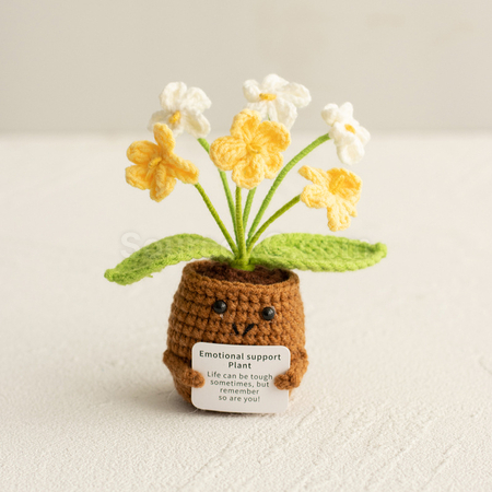 礼品订购针织花朵植物盆栽广告