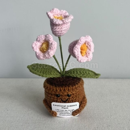 礼品订购针织花朵植物盆栽广告