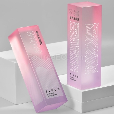 礼品订购渐变水晶立柱奖杯广告
