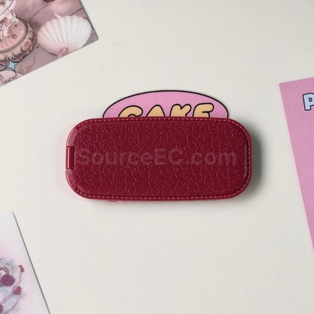 礼品订购仿皮纹手机支架折叠镜广告