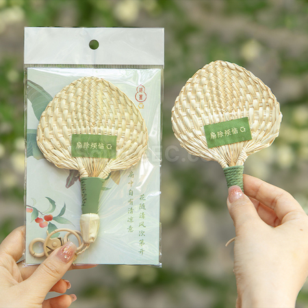 礼品订购手编蒲扇钥匙扣广告