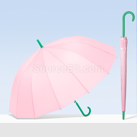 礼品订购多巴胺撞色直杆长柄雨伞广告