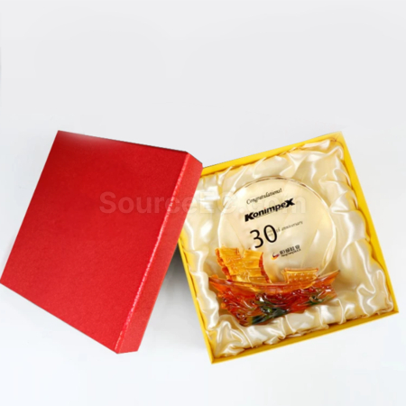 礼品订购琉璃帆船水晶奖座广告