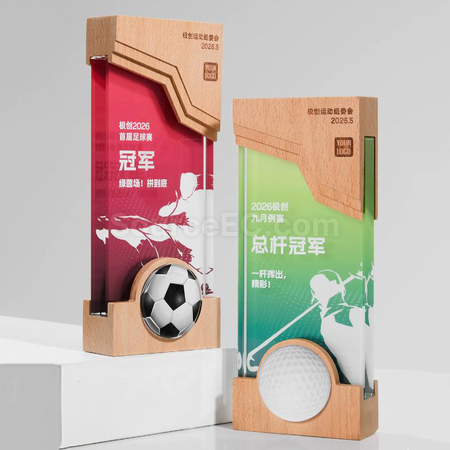礼品订购实木水晶奖座广告