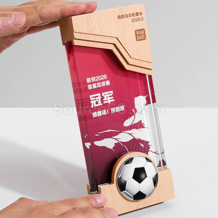 礼品订购实木水晶奖座广告