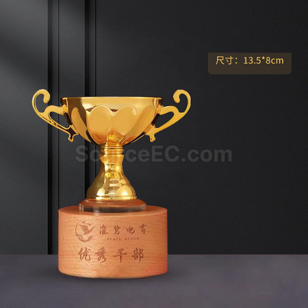 礼品订购木制金属奖座	广告