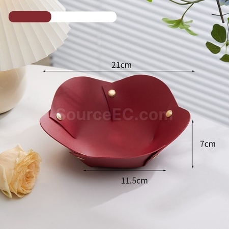 礼品订购花朵形状PU皮革折叠收纳盘广告