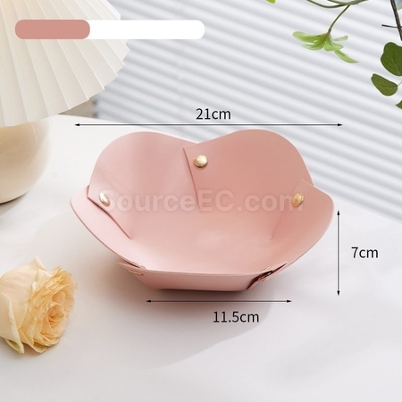 礼品订购花朵形状PU皮革折叠收纳盘广告