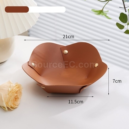 礼品订购花朵形状PU皮革折叠收纳盘广告