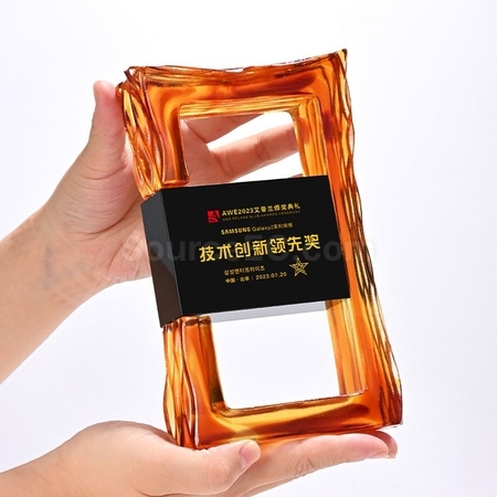 礼品订购長方框型琉璃水晶獎杯广告