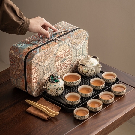 礼品订购敦煌风翎陶瓷旅行茶具套装广告