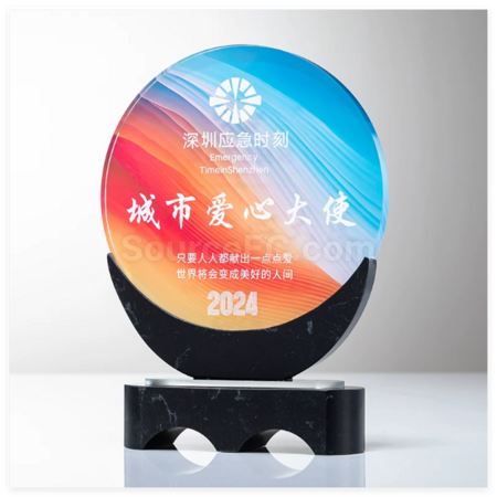 礼品订购水晶大理石奖座广告