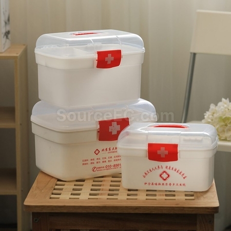 礼品订购家用藥品收納盒多層便攜醫療急救箱透明藥箱广告